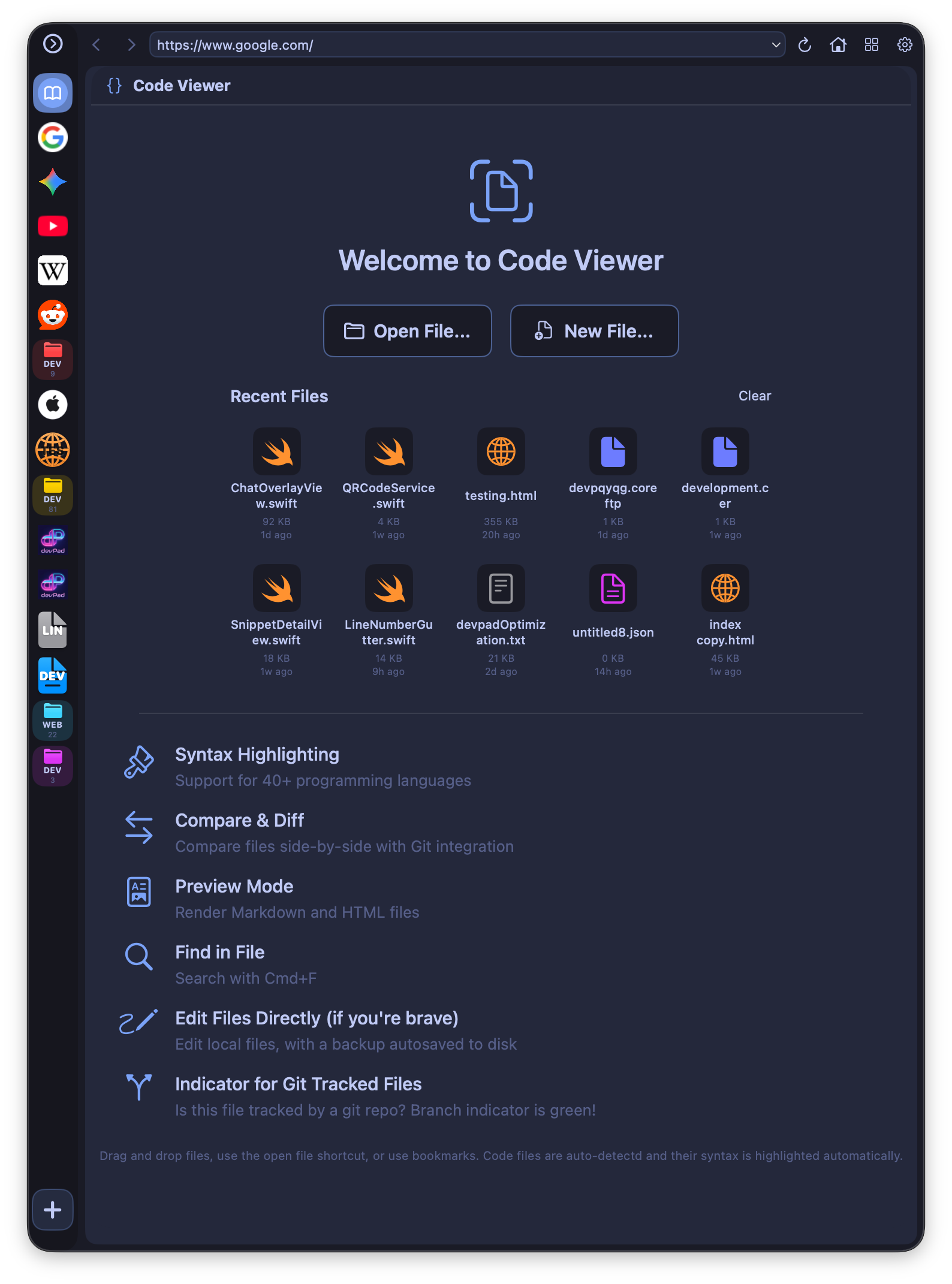 Code Viewer with syntax highlighting