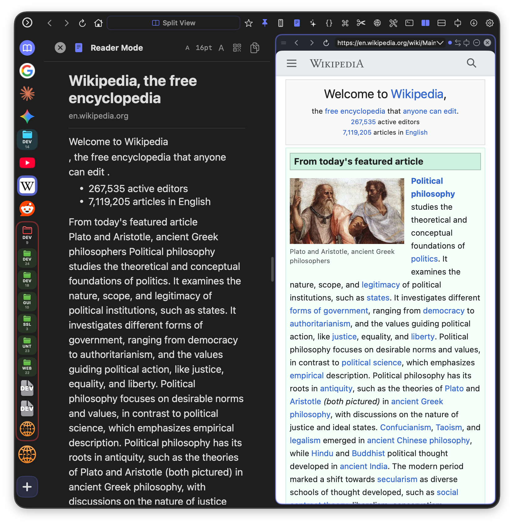 Reader Mode showing clean article view