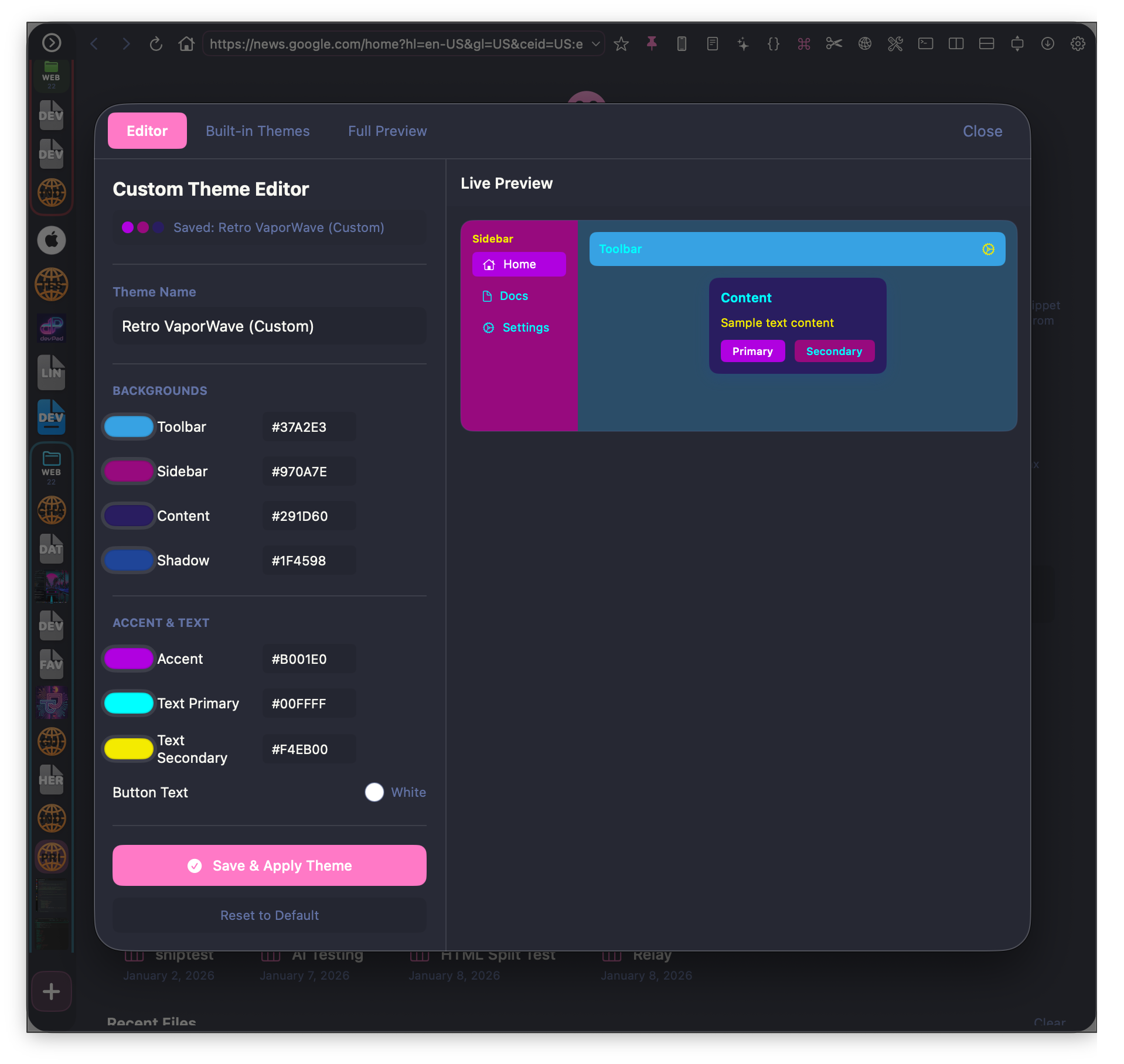 Theme Studio color customization